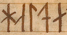 Particular of the d rune in the manuscript (fol. 25v: 2), 2009-2020 National and University Library of Iceland https://handrit.is/en/manuscript/imaging/da/AM08-028#page/25v++(50+of+202)/mode/2up .