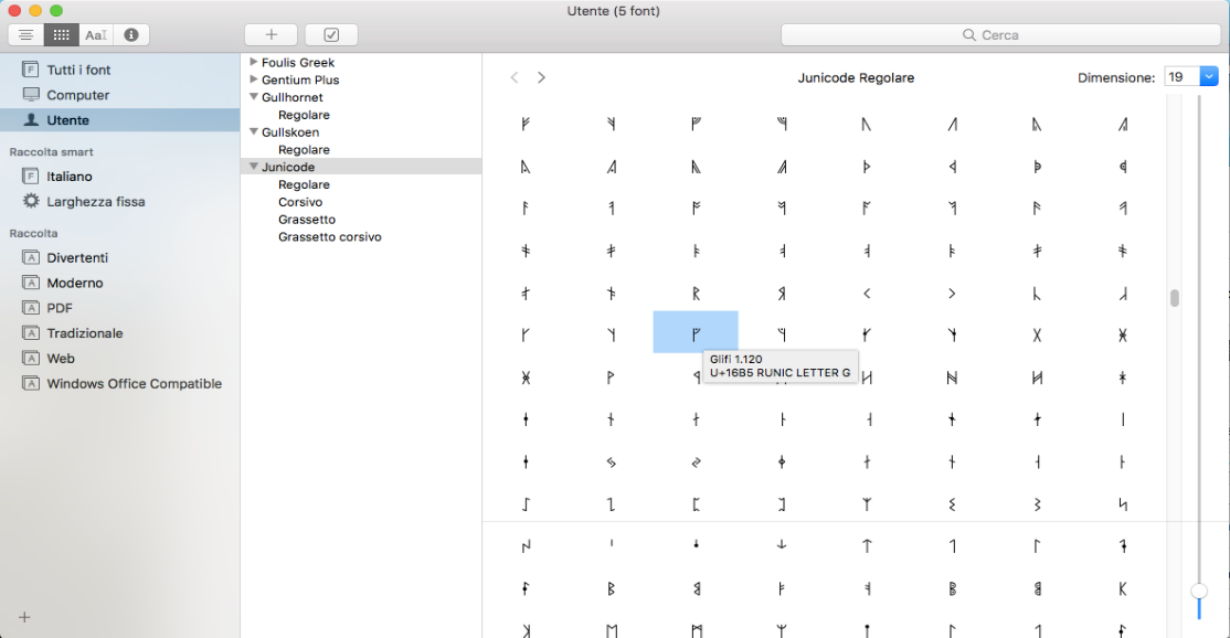 Junicode font in Font Book for Mac.