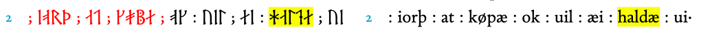 The facsimile level on the left and the diplomatic level on the right http://clarino.uib.no/menota-test/catalogue .