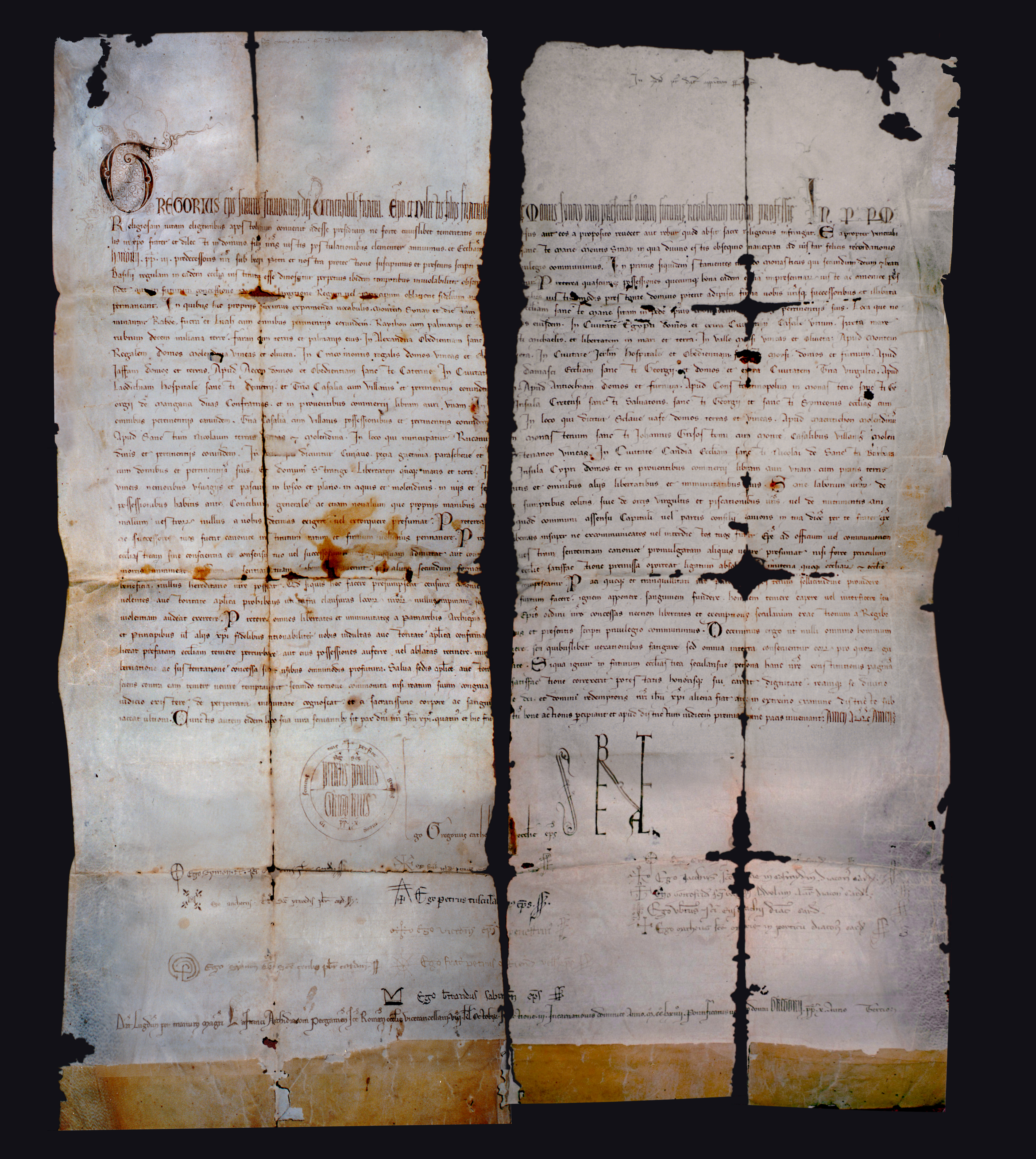 Recto of the 1274 Papal Bull issued by Pope Gregory X, result .
