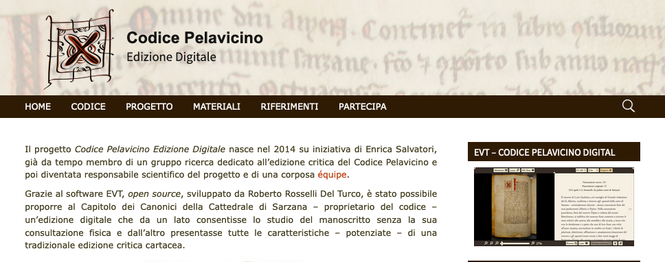 Sito dell’edizione digitale del Codice Pelavicino http://pelavicino.labcd.unipi.it/