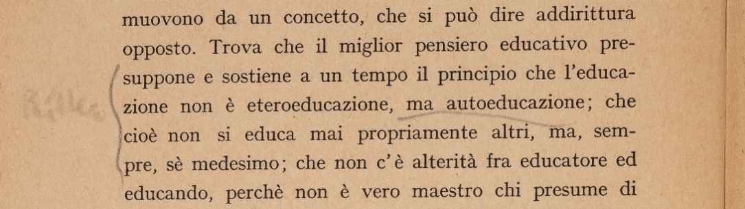   Postilla di Bassani a Guido Calogero, La scuola dell’uomo, Firenze, Sansoni, 1939, p. 4