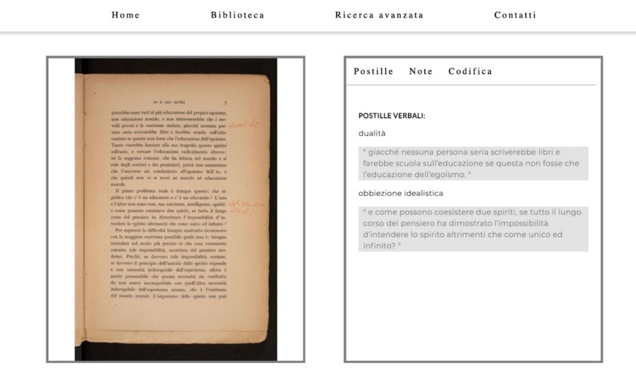   Prototipo di visualizzazione per l’edizione digitale delle postille di Bassani alla Scuola dell’uomo (p. 7)
