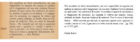   Postilla di Giorgio Bassani a Leo Longanesi, Parliamo dell’elefante, Milano, Longanesi, 1948, p. 4, e sua resa nell’edizione critica dei marginalia dello scrittore ferrarese