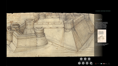 I nterfaccia grafica per la visualizzazione interattiva di Disegno di una fortezza, Leonardo da Vinci, Biblioteca Ambrosiana, CA f. 117 recto .