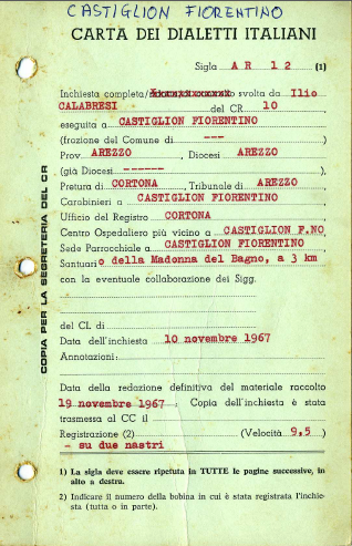 Example of ‘interpretative’ accompanying material from Archivio “Carta dei Dialetti Italiani”.