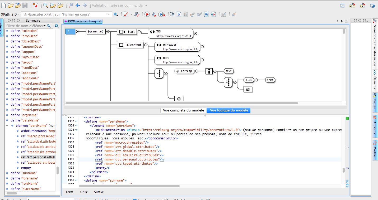 Esempio di file in formato RNG nell’editor Oxygen.