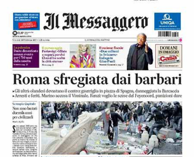 Front Page of Il Messaggero, 20 February 2015