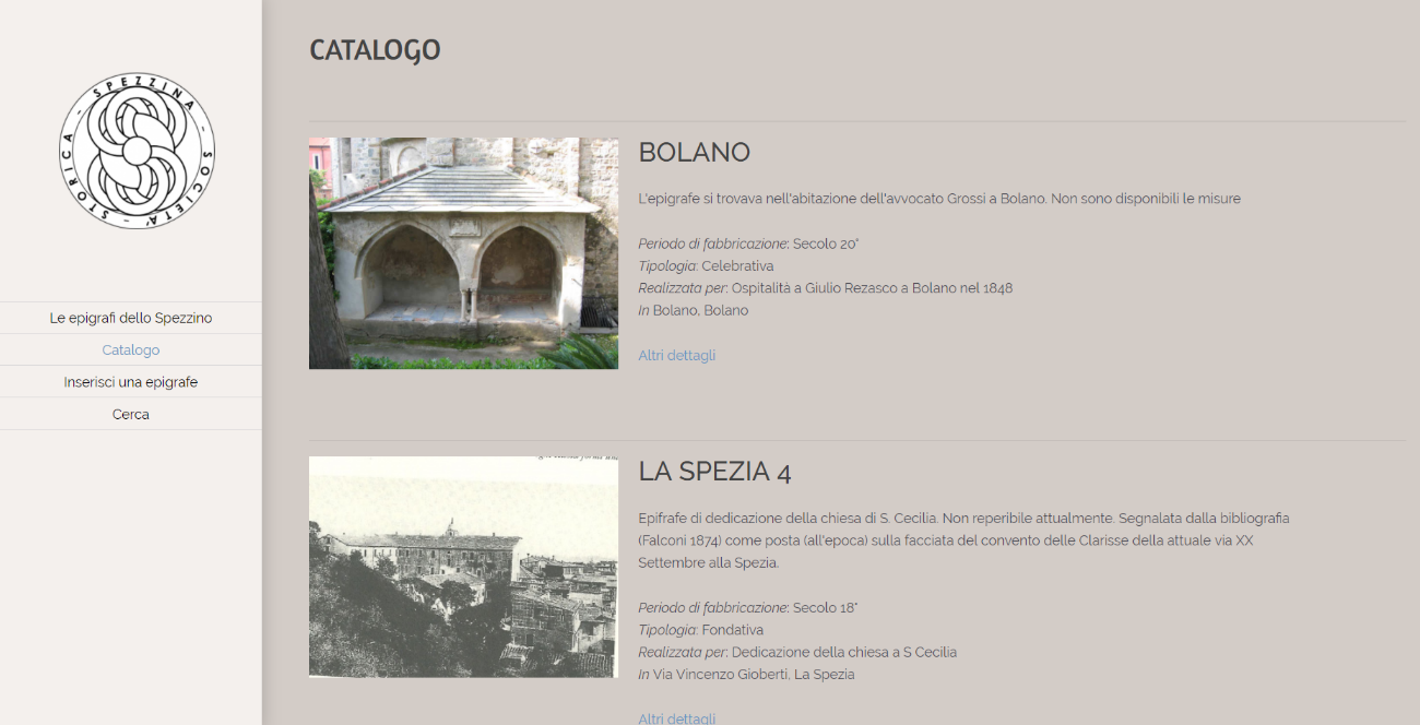 Catalogo del progetto