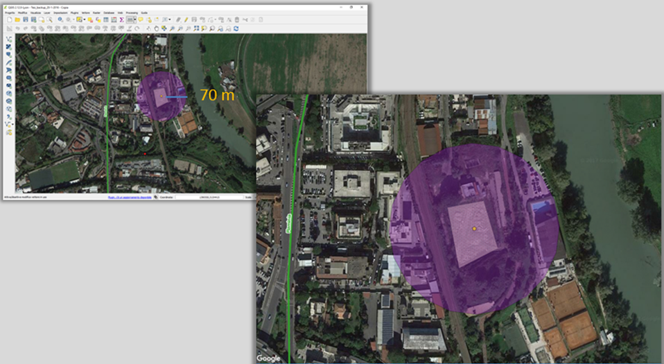 Esempio di buffer effettuato sul GIS.