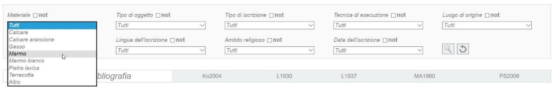 Selezione dei valori degli attributi in una ricerca per singolo valore.